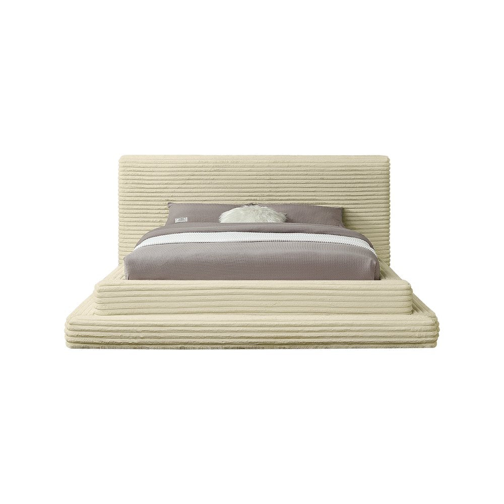 Drew Cream Corduroy Fabric Full Bed
