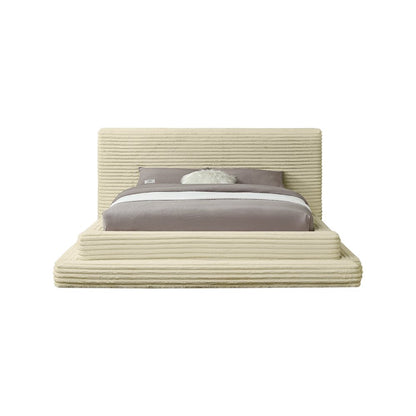 Drew Cream Corduroy Fabric King Bed
