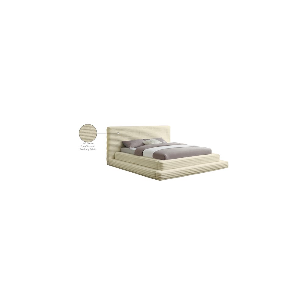 Drew Cream Corduroy Fabric Queen Bed