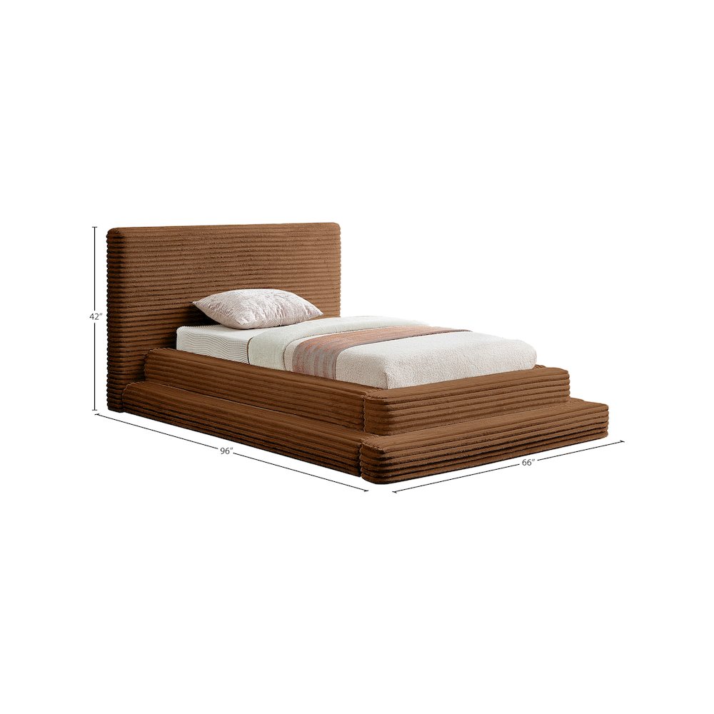 Drew Saddle Corduroy Fabric Twin Bed