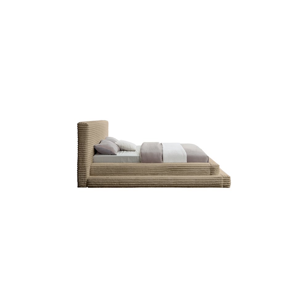 Drew Taupe Corduroy Fabric King Bed