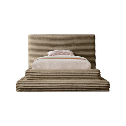 Drew Taupe Corduroy Fabric Twin Bed