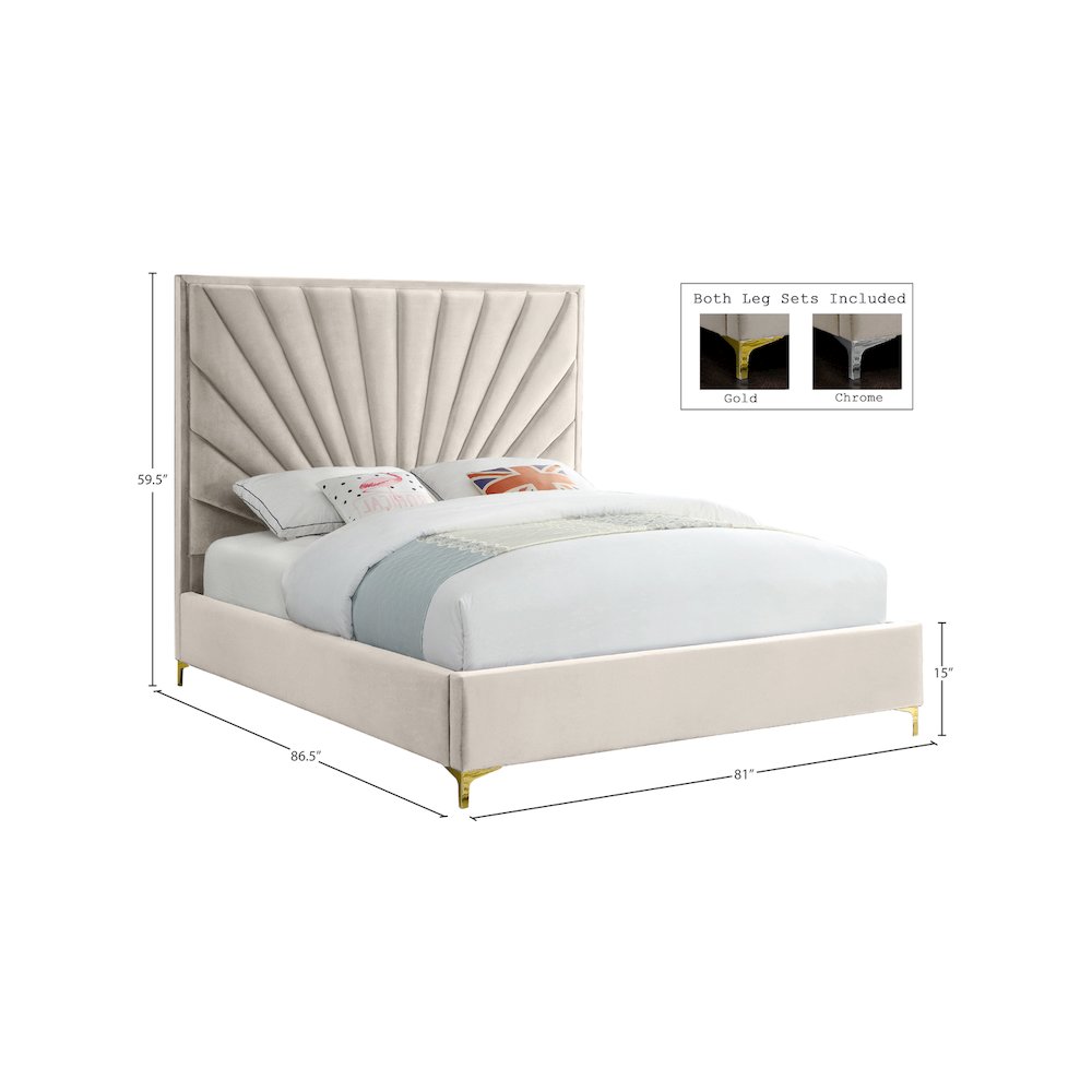 Eclipse Cream Velvet King Bed