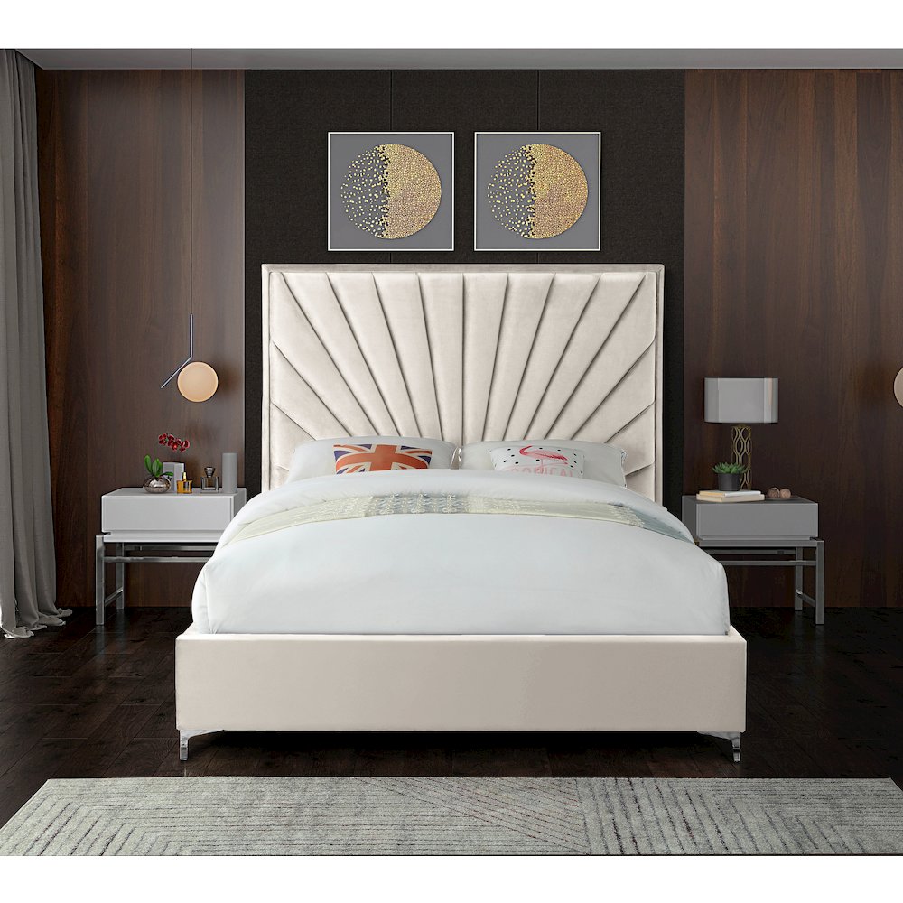 Eclipse Cream Velvet King Bed