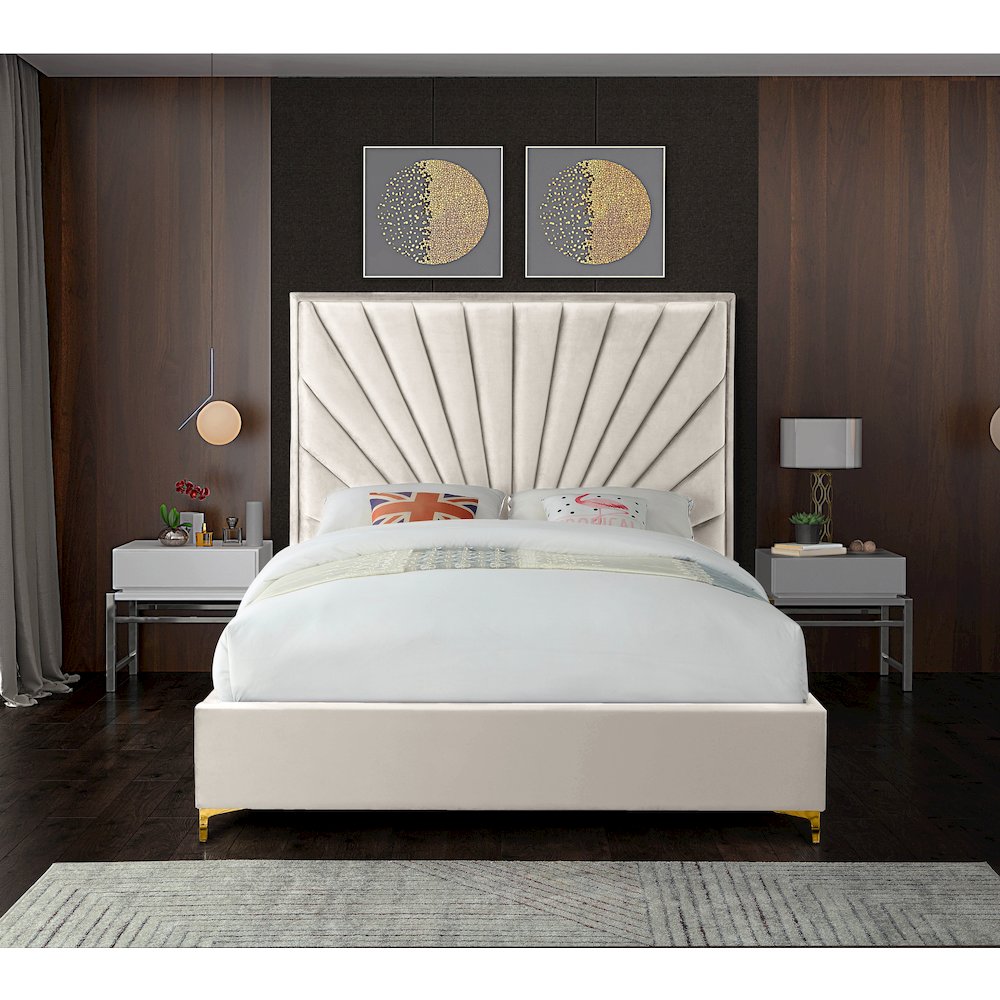 Eclipse Cream Velvet King Bed
