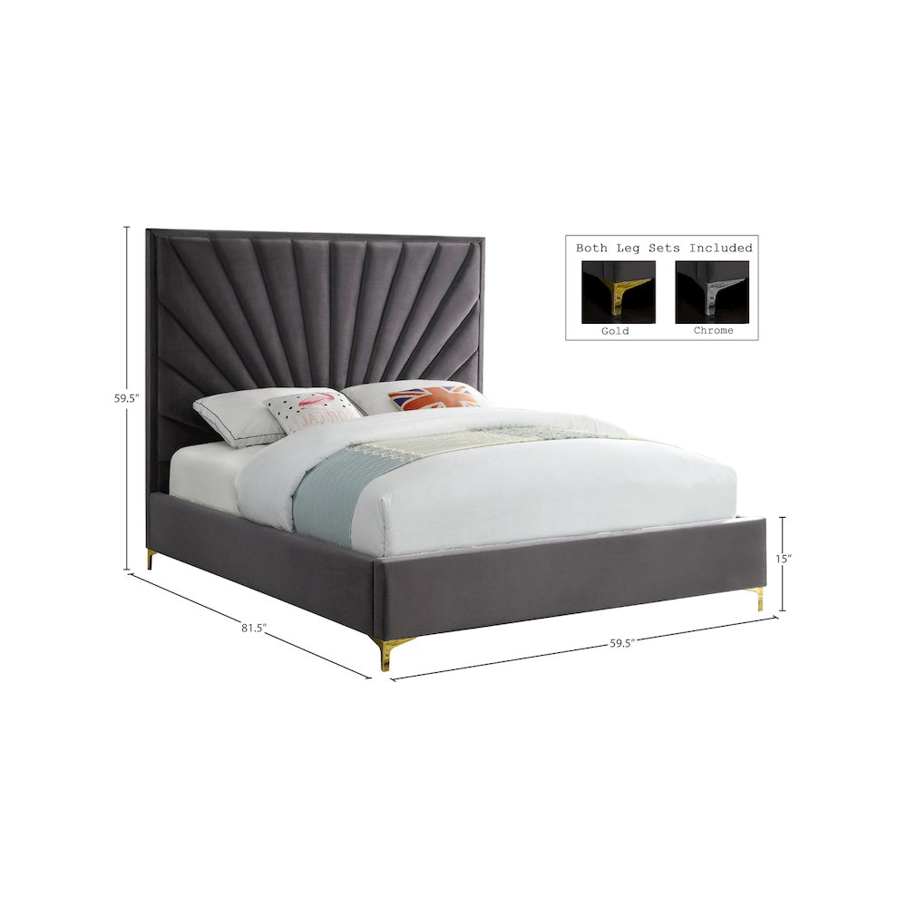Eclipse Grey Velvet Full Bed