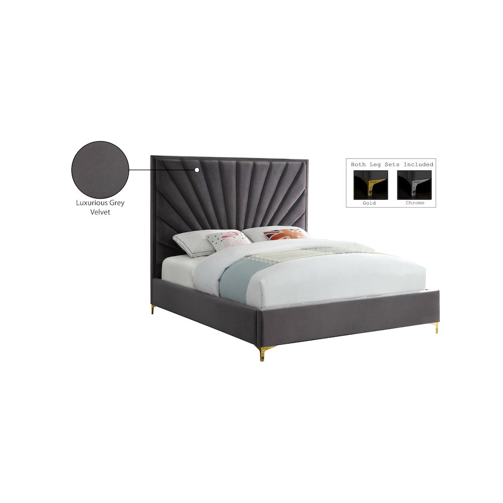 Eclipse Grey Velvet Full Bed