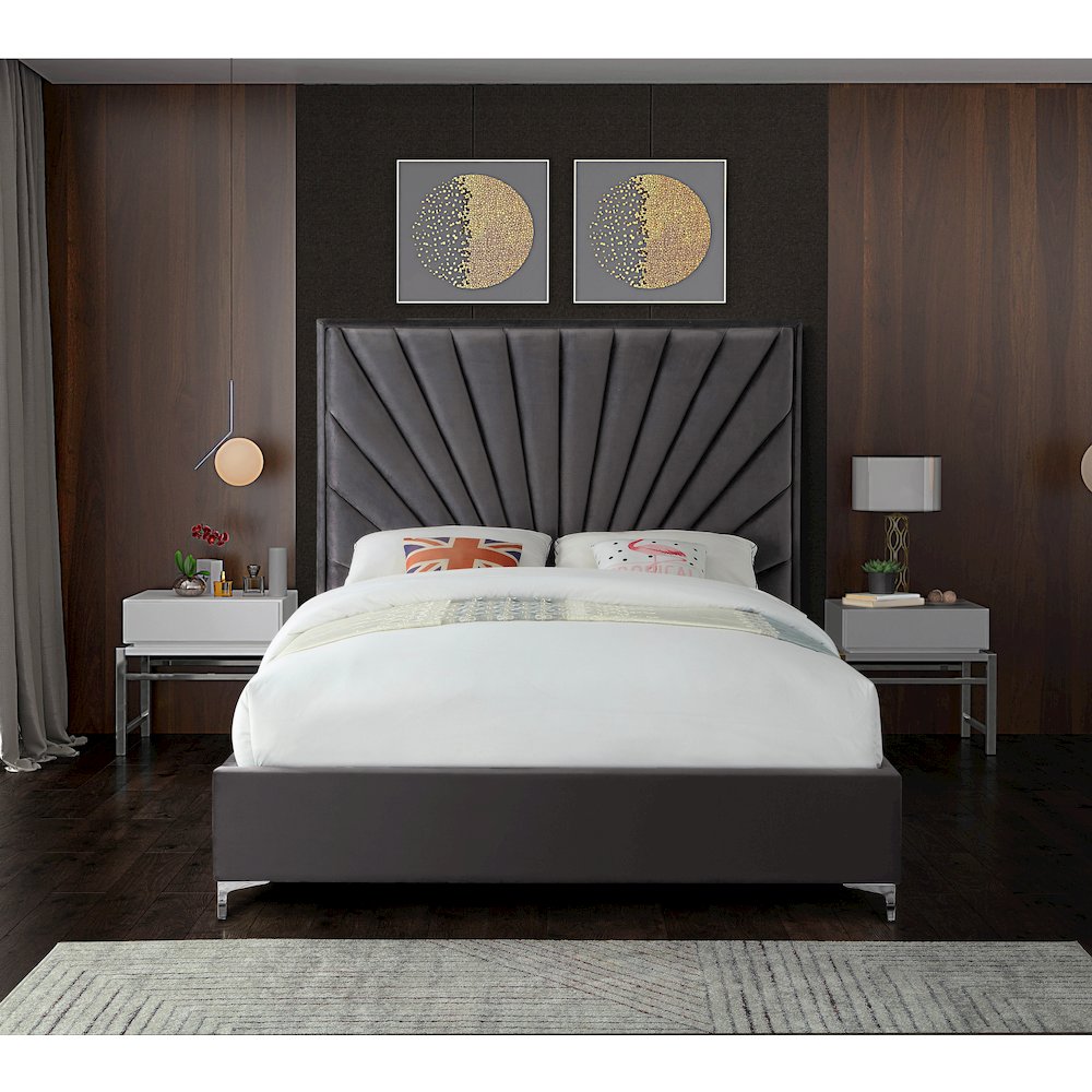Eclipse Grey Velvet Full Bed
