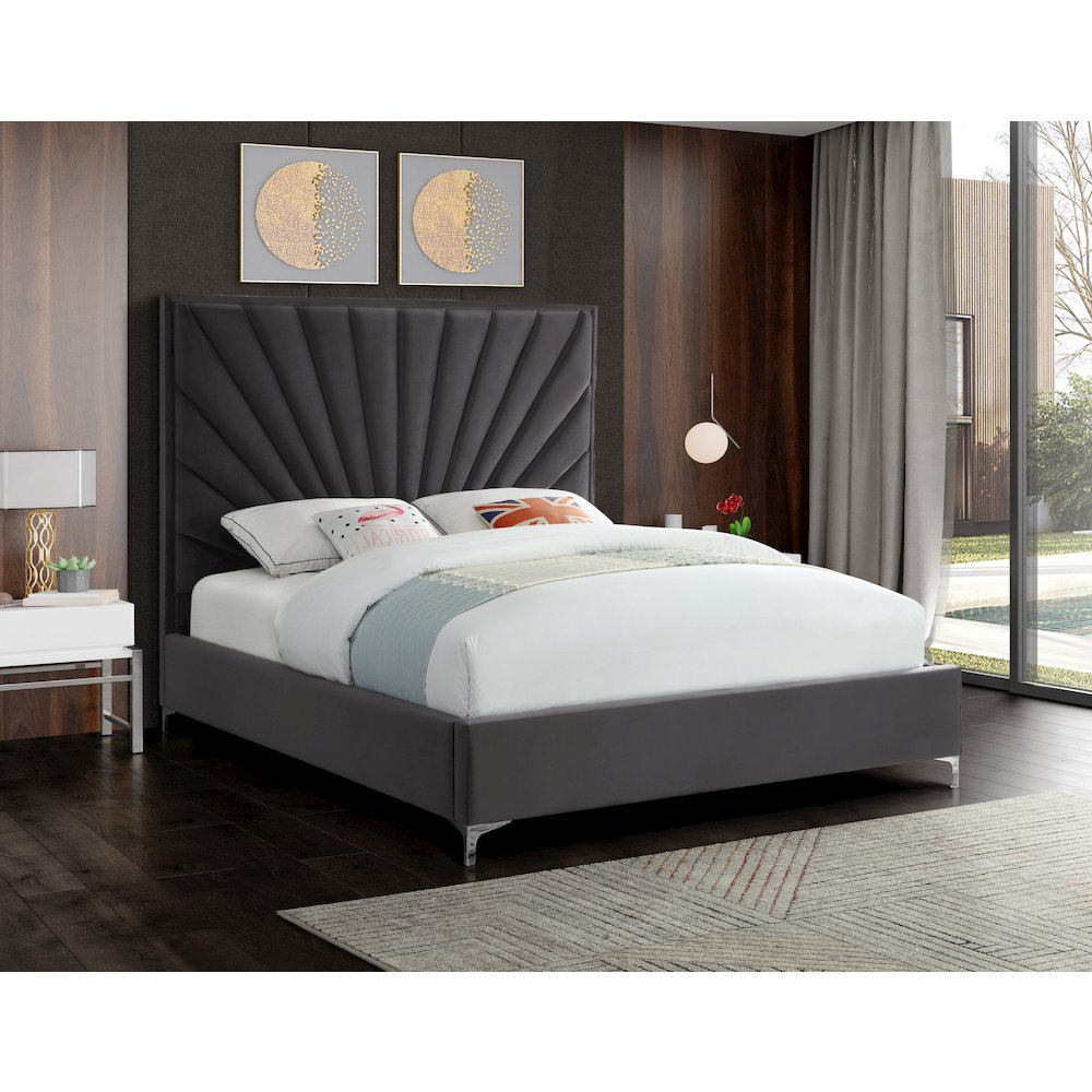 Eclipse Grey Velvet King Bed