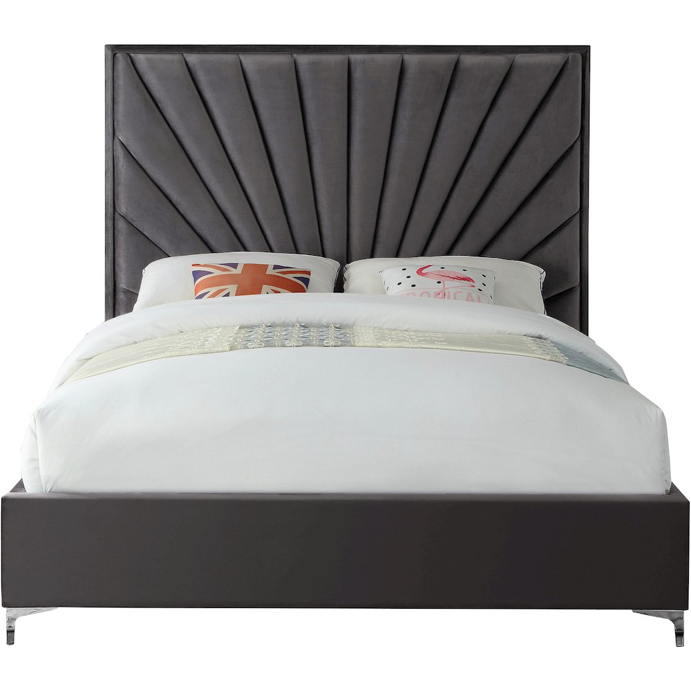 Eclipse Grey Velvet King Bed