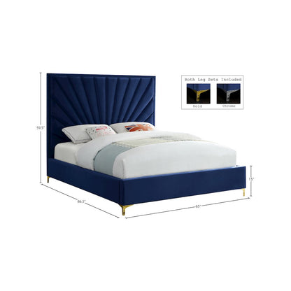 Eclipse Navy Velvet Queen Bed