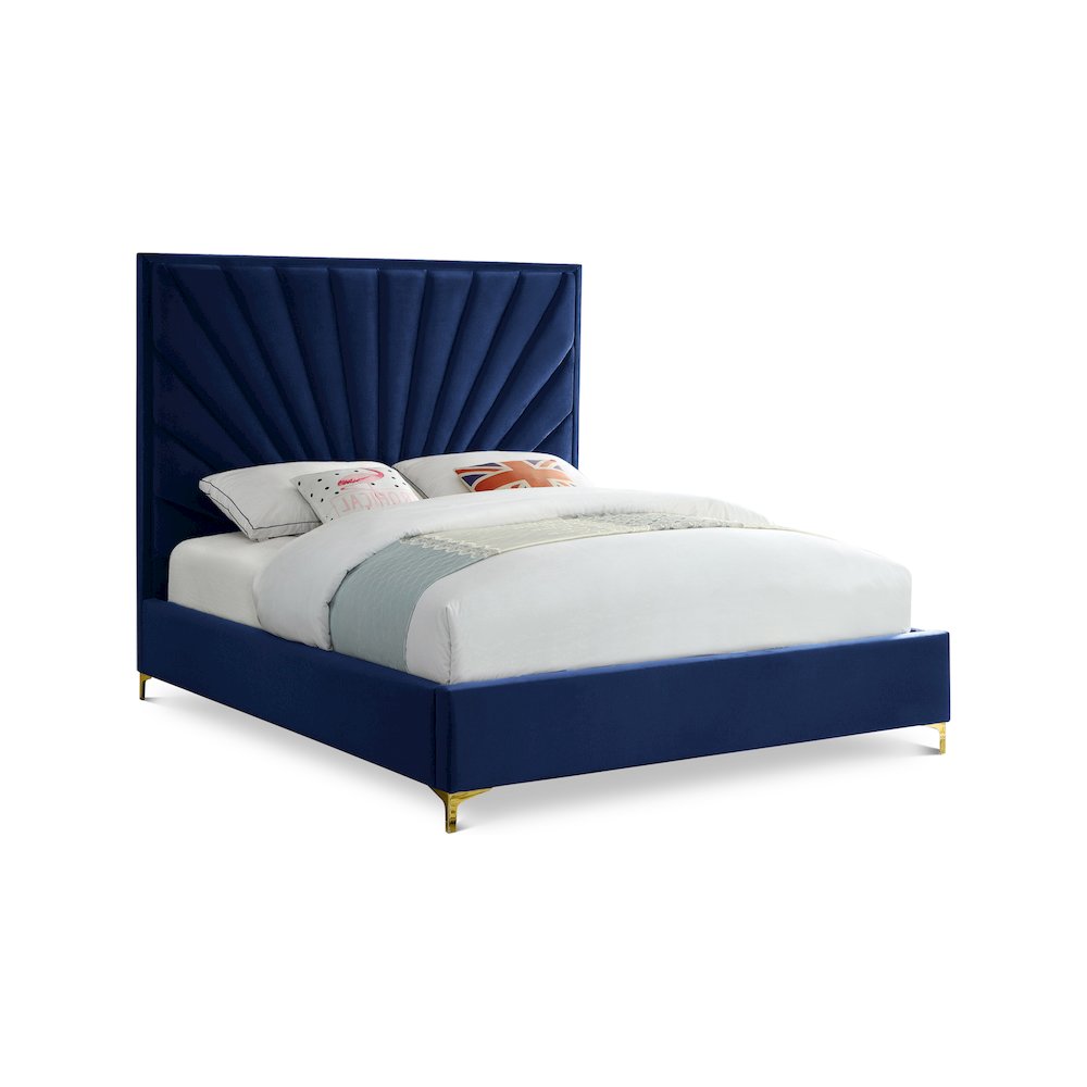 Eclipse Navy Velvet Queen Bed