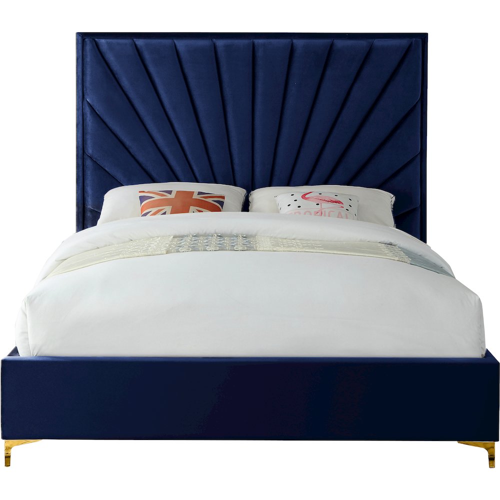Eclipse Navy Velvet Queen Bed