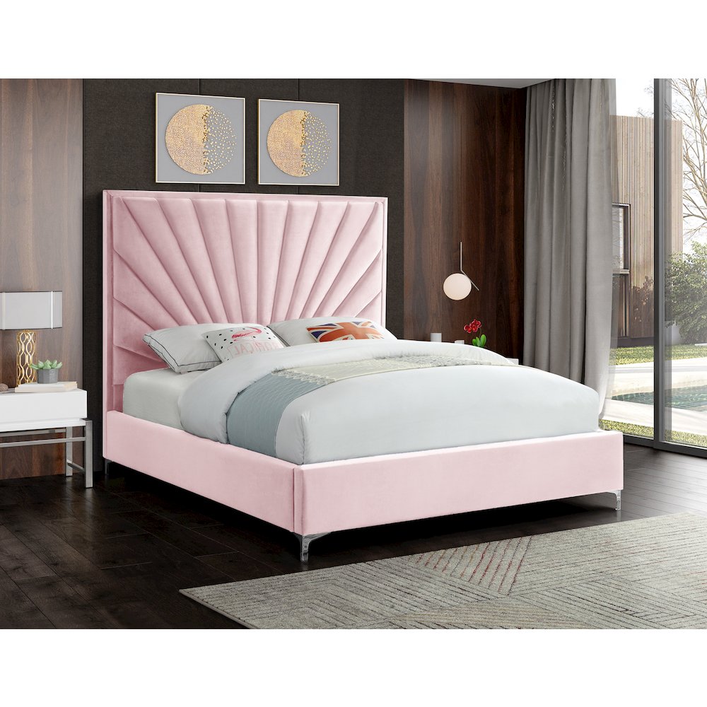 Eclipse Pink Velvet King Bed