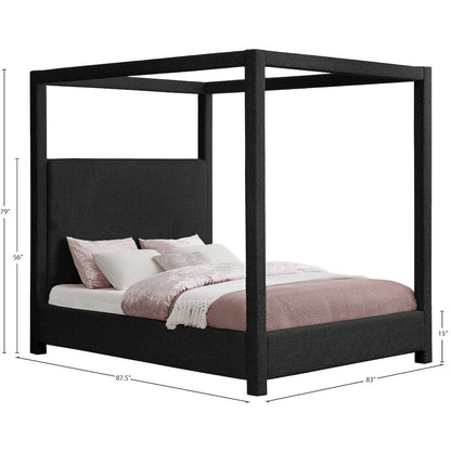 Eden Black Boucle Fabric King Bed