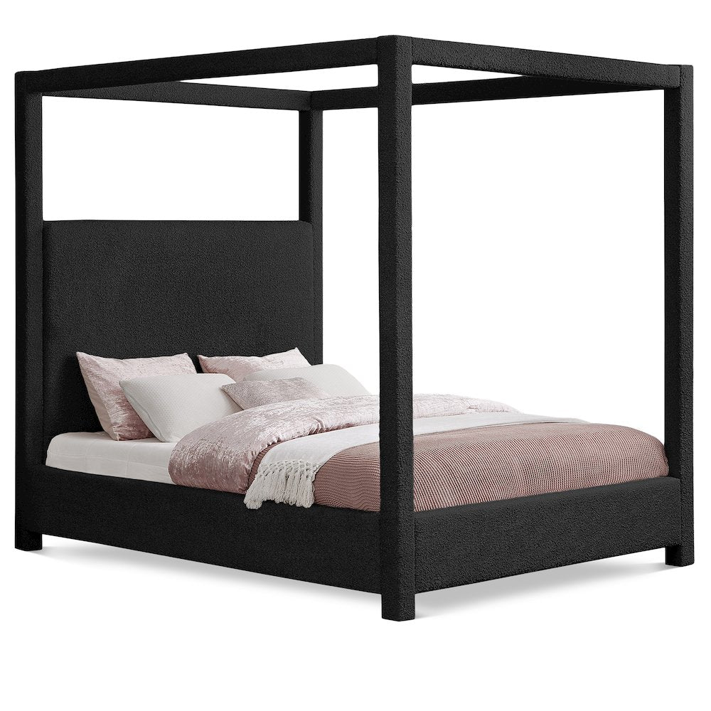 Eden Black Boucle Fabric King Bed