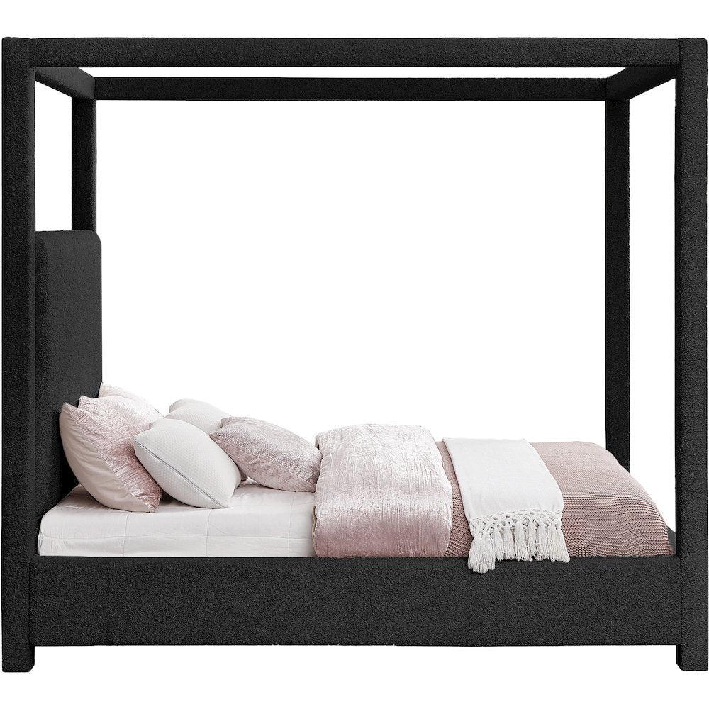 Eden Black Boucle Fabric King Bed