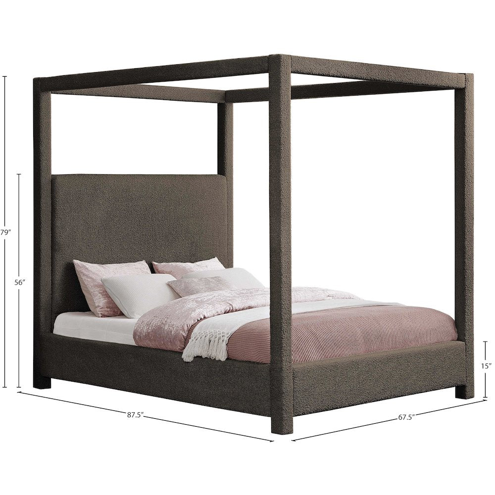 Eden Brown Boucle Fabric Queen Bed