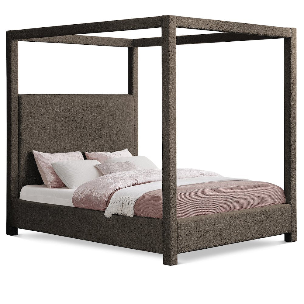 Eden Brown Boucle Fabric Queen Bed