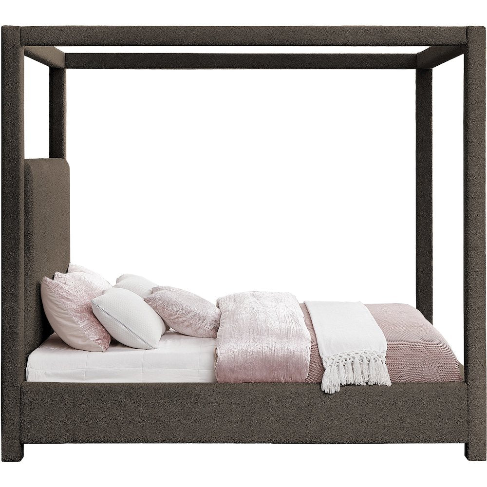 Eden Brown Boucle Fabric Queen Bed