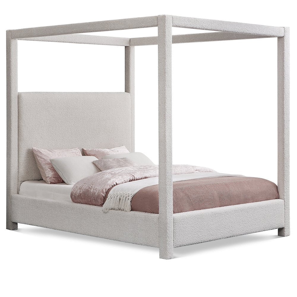 Eden Cream Boucle Fabric King Bed