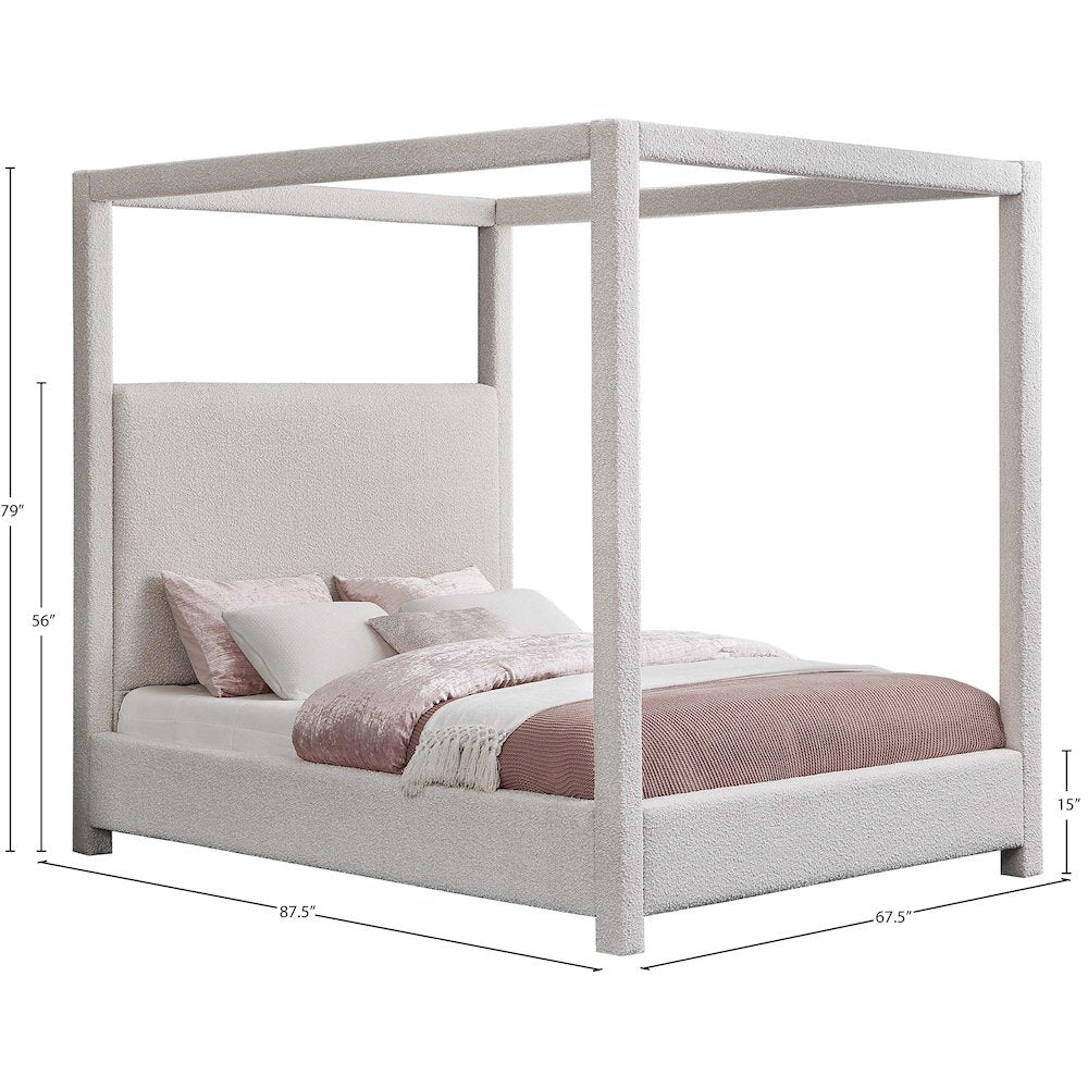 Eden Cream Boucle Fabric Queen Bed