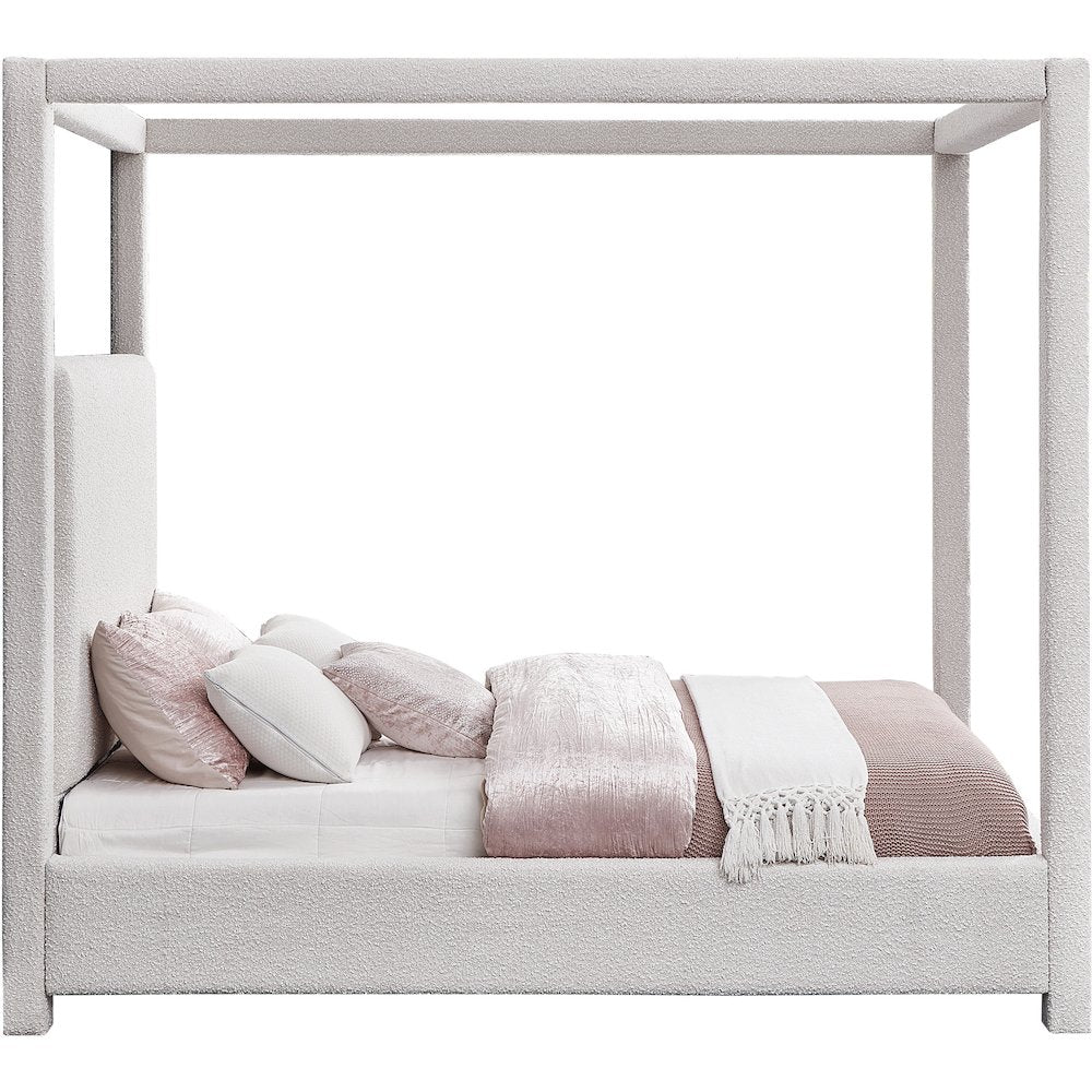 Eden Cream Boucle Fabric Queen Bed