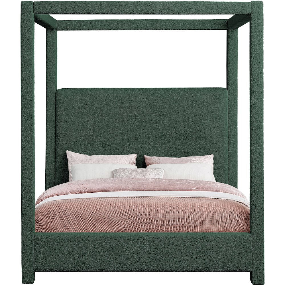Eden Green Boucle Fabric Queen Bed