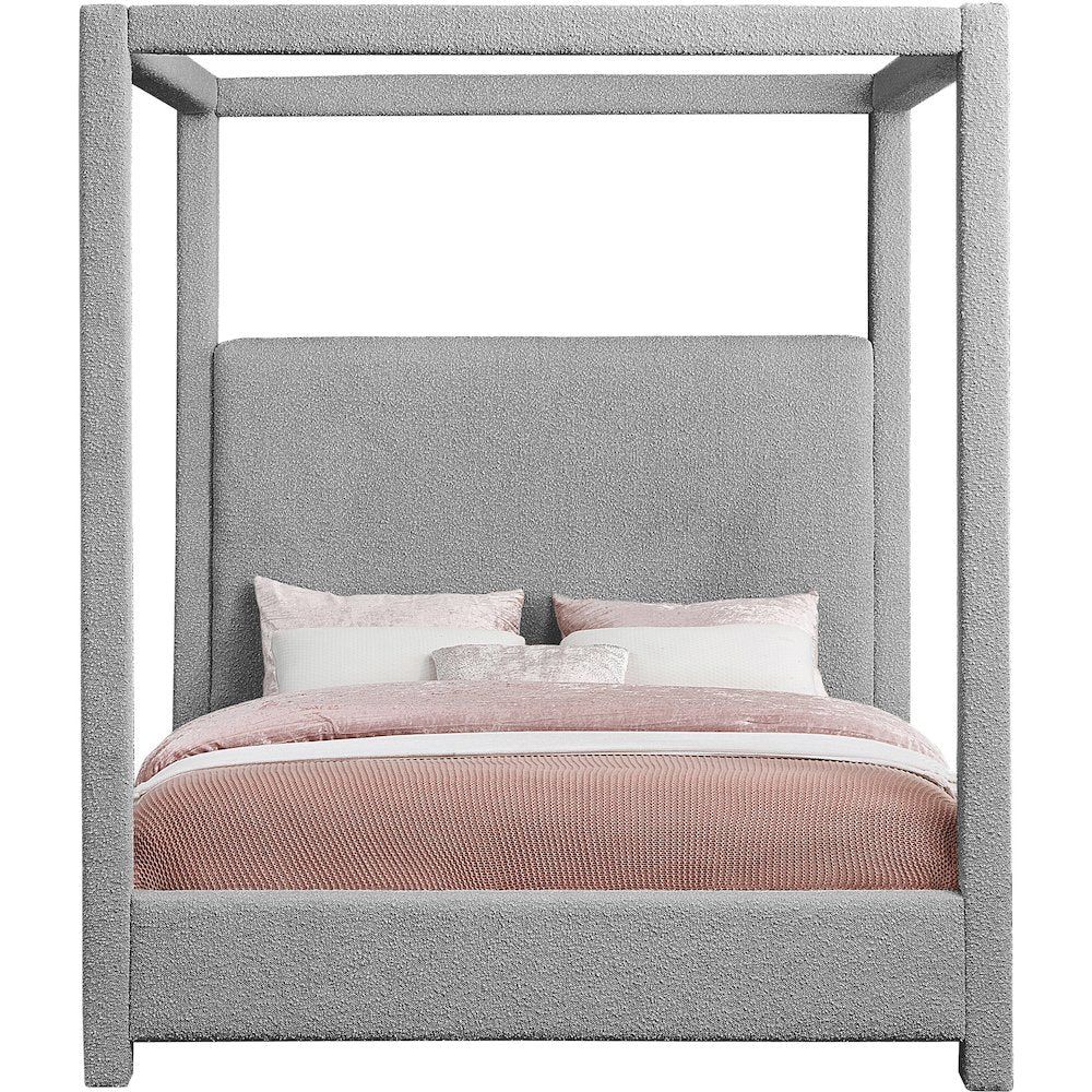 Eden Grey Boucle Fabric Queen Bed