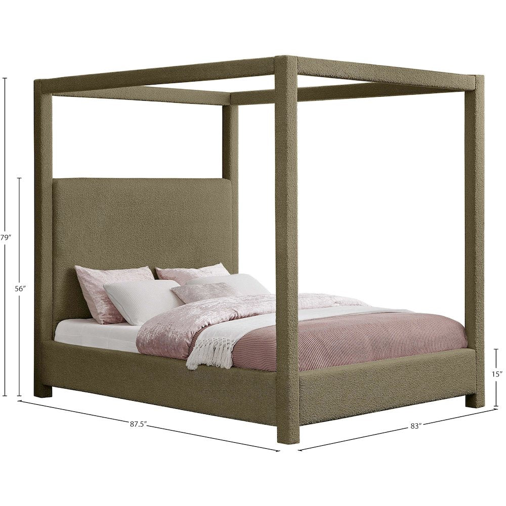 Eden Olive Boucle Fabric King Bed