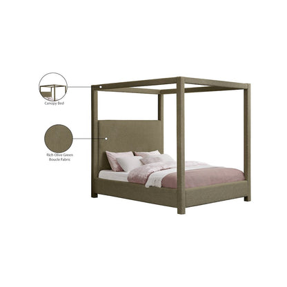Eden Olive Boucle Fabric King Bed