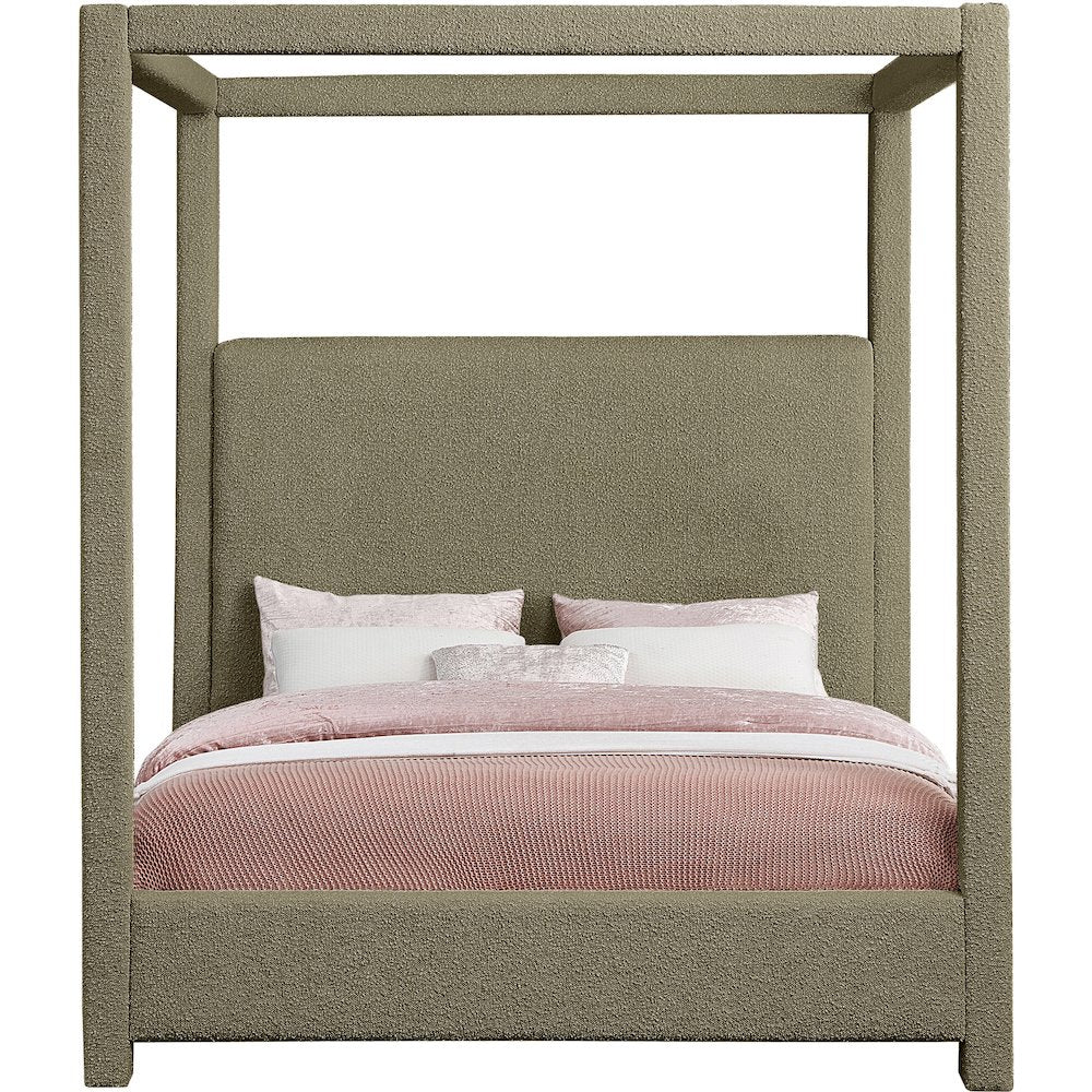 Eden Olive Boucle Fabric King Bed