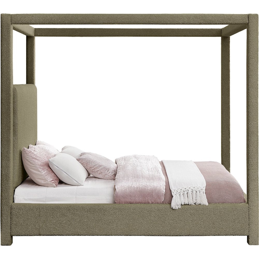 Eden Olive Boucle Fabric King Bed