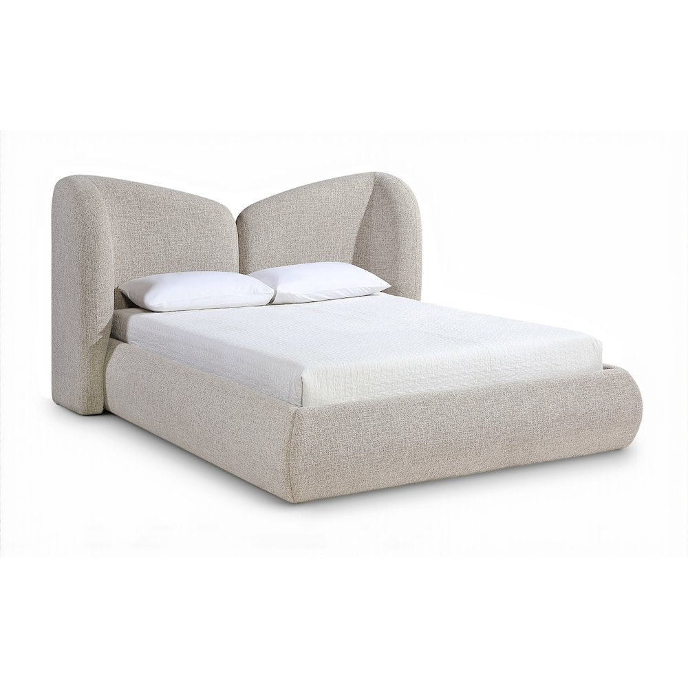 Elowen Beige Chenille Fabric Upholstered King Bed