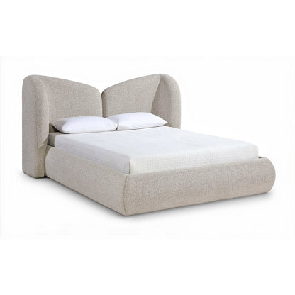 Elowen Beige Chenille Fabric Upholstered King Bed