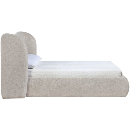 Elowen Beige Chenille Fabric Upholstered King Bed