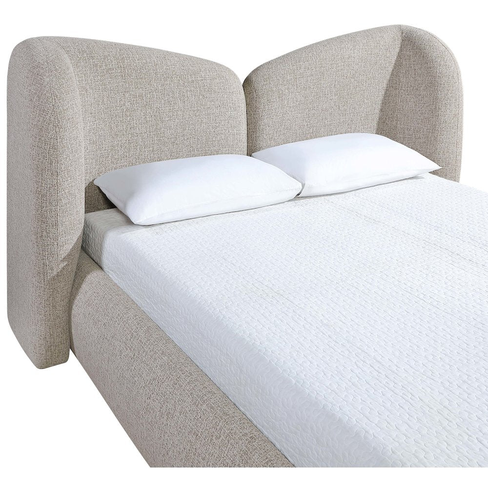 Elowen Beige Chenille Fabric Upholstered King Bed