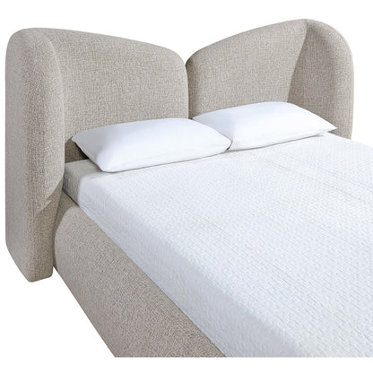 Elowen Beige Chenille Fabric Upholstered King Bed