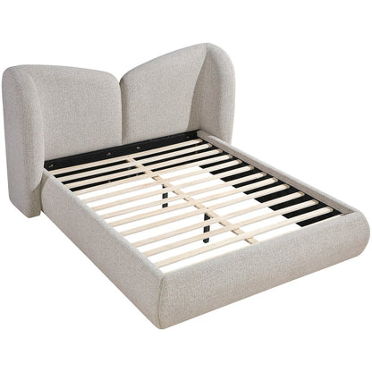 Elowen Beige Chenille Fabric Upholstered King Bed