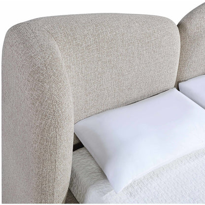 Elowen Beige Chenille Fabric Upholstered King Bed