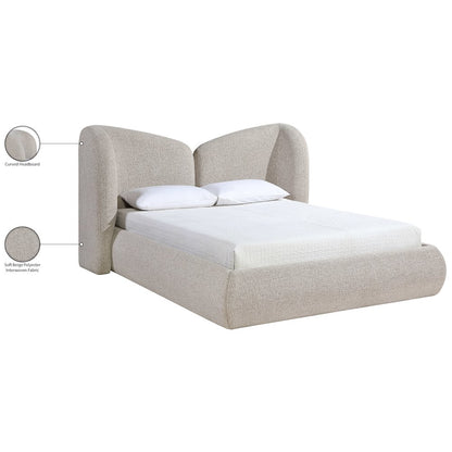 Elowen Beige Chenille Fabric Upholstered Queen Bed