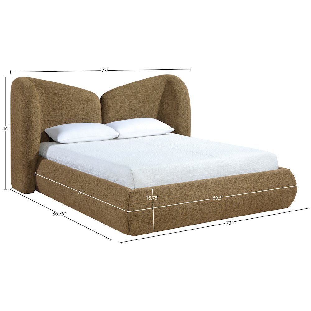 Elowen Brown Chenille Fabric Upholstered Full Bed