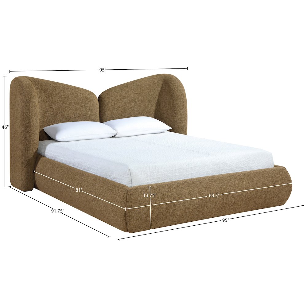 Elowen Brown Chenille Fabric Upholstered King Bed