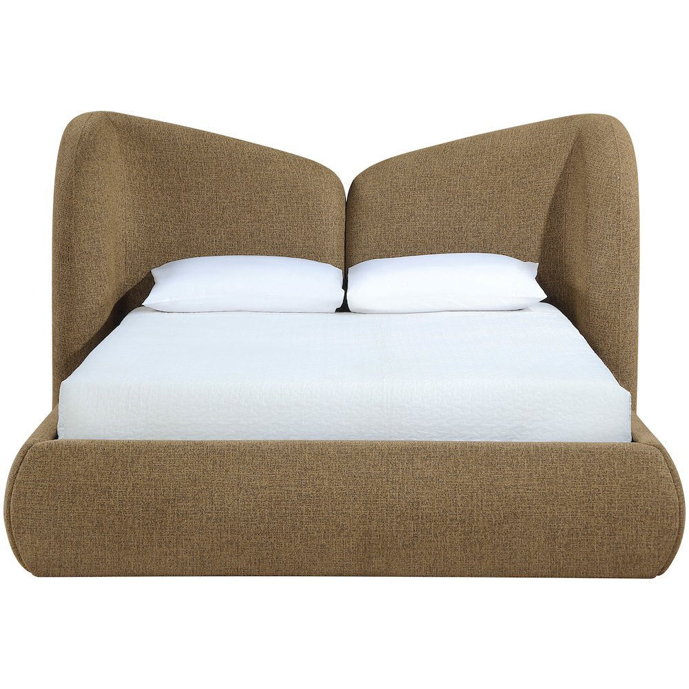 Elowen Brown Chenille Fabric Upholstered King Bed