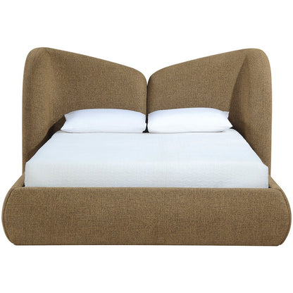 Elowen Brown Chenille Fabric Upholstered King Bed
