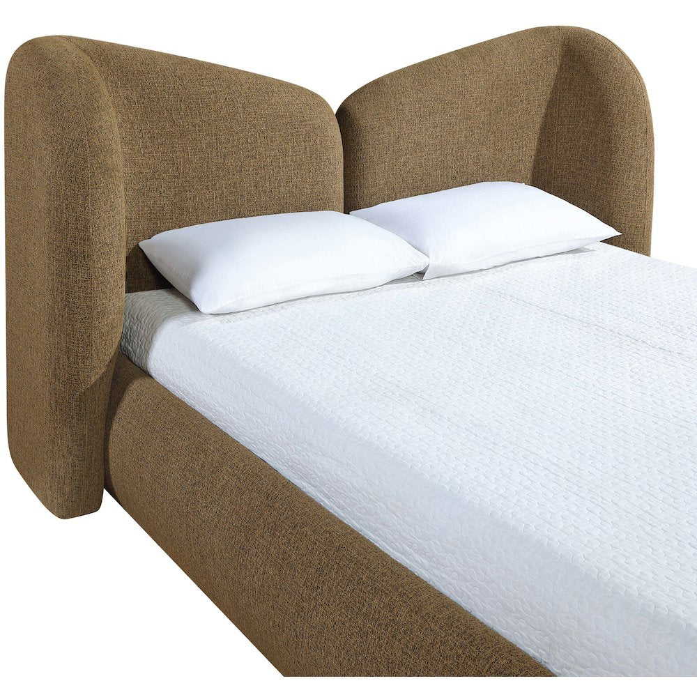 Elowen Brown Chenille Fabric Upholstered King Bed