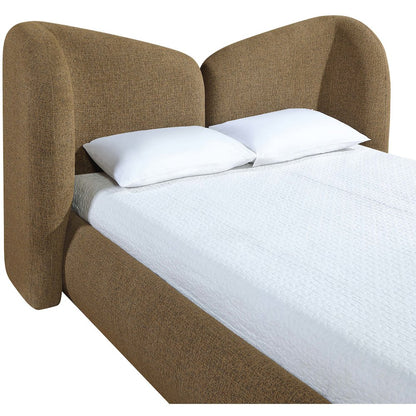 Elowen Brown Chenille Fabric Upholstered Queen Bed