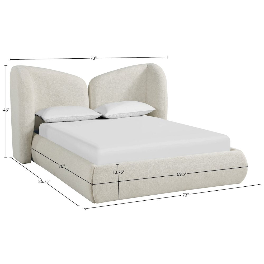 Elowen Cream Chenille Fabric Upholstered Full Bed