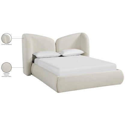 Elowen Cream Chenille Fabric Upholstered Full Bed