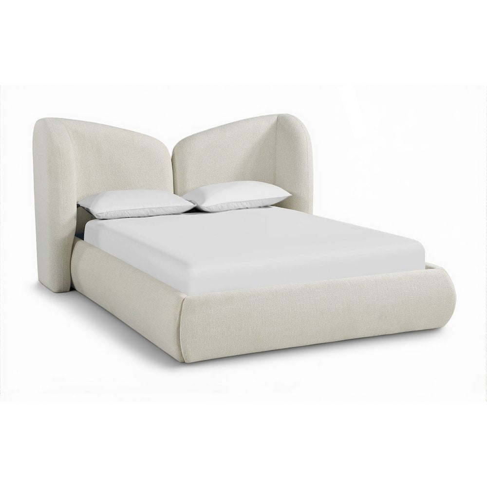 Elowen Cream Chenille Fabric Upholstered Full Bed